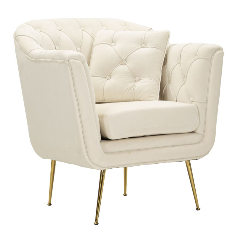 Poltrona Budapest Crema Con Cuscino cm 88x83x91