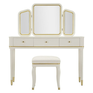 Zoom Toletta Camille Con Specchio E Sgabello Bianca cm 120x37x79-104x2,5x56-44x34x48