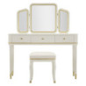 Toletta Camille Con Specchio E Sgabello Bianca cm 120x37x79-104x2,5x56-44x34x48