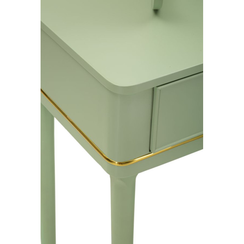 Toletta Camille Con Specchio E Sgabello Verde cm 120x37x79-104x2,5x56-44x34x48
