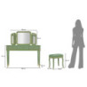 Toletta Camille Con Specchio E Sgabello Verde cm 120x37x79-104x2,5x56-44x34x48