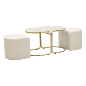 Tavolo Da Caffe' Con 2 Puff Relax cm 79x45x44-42x37x37