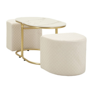 Zoom Tavolo Da Caffe' Con 2 Puff Relax cm 79x45x44-42x37x37