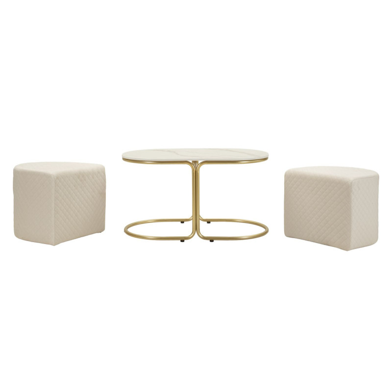 Tavolo Da Caffe' Con 2 Puff Relax cm 79x45x44-42x37x37