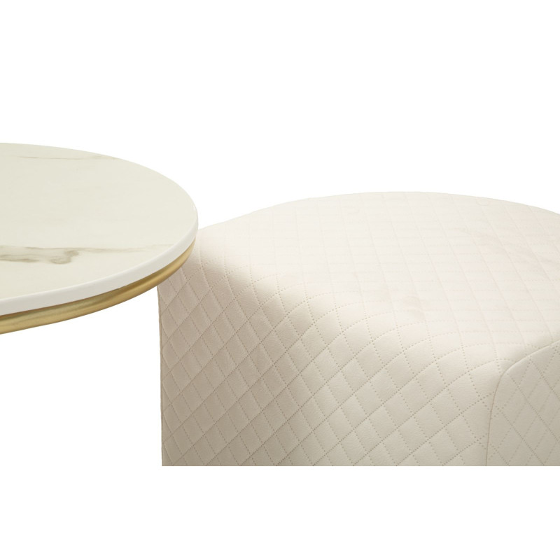 Tavolo Da Caffe' Con 2 Puff Relax cm 79x45x44-42x37x37