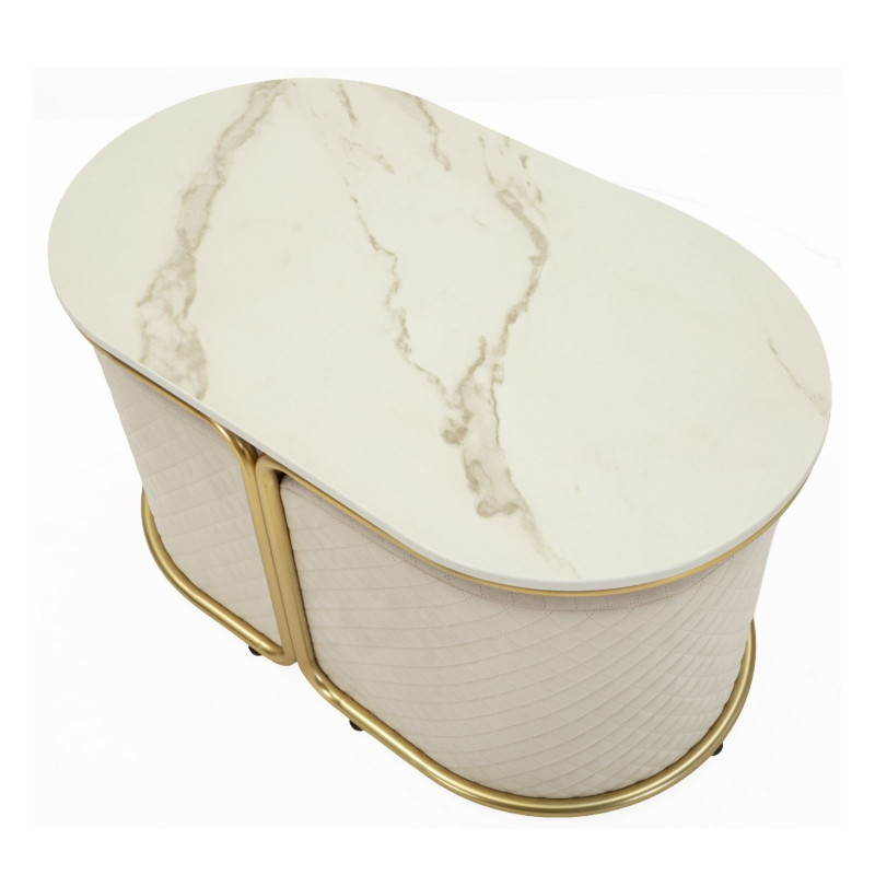 Tavolo Da Caffe' Con 2 Puff Relax cm 79x45x44-42x37x37