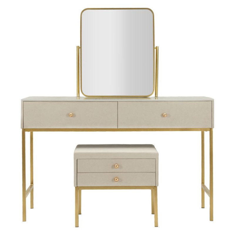 Toletta Luxury Con Specchio E Sgabello cm 120x45x75-50x4x60-50x40x45