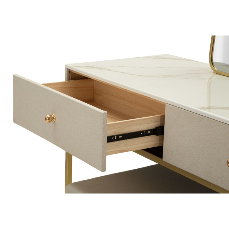 Toletta Luxury Con Specchio E Sgabello cm 120x45x75-50x4x60-50x40x45