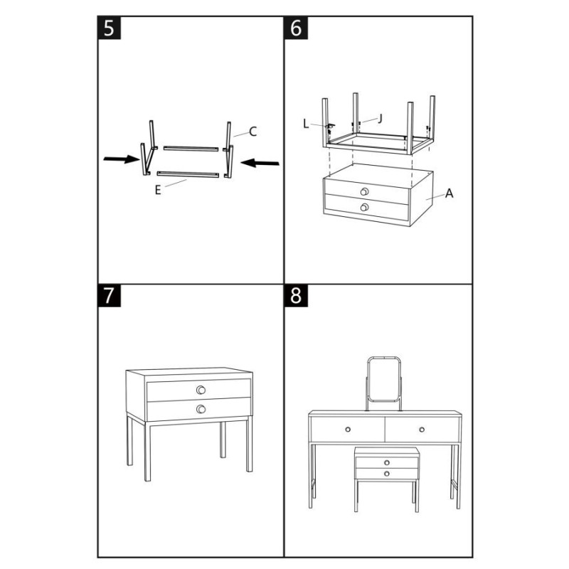 Toletta Luxury Con Specchio E Sgabello cm 120x45x75-50x4x60-50x40x45