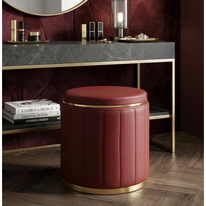 Puff Con Contenitore London Rosso cm ø 46,5x44