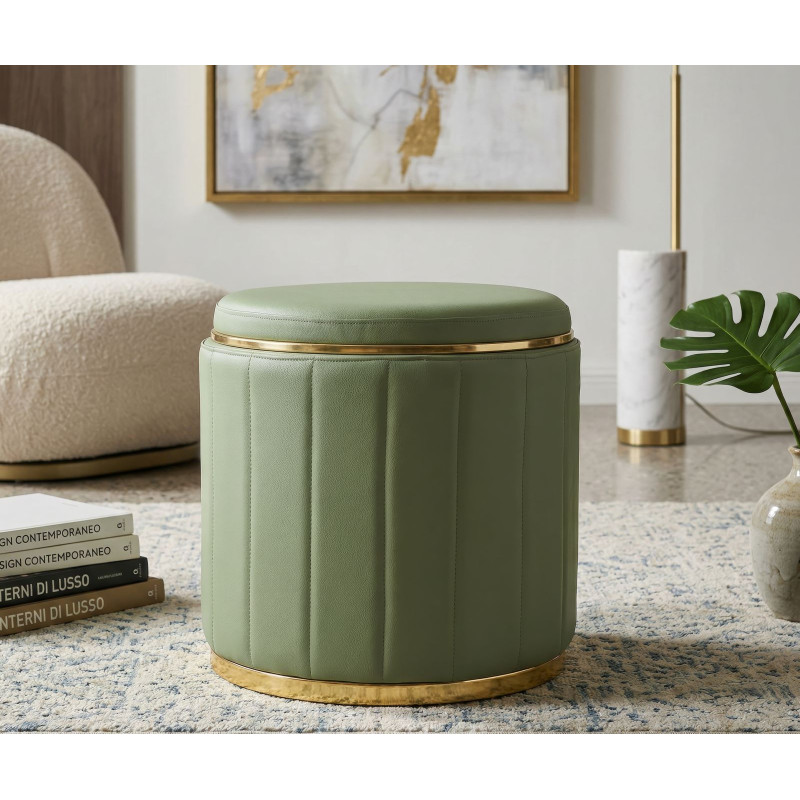 Puff Con Contenitore London Verde cm ø 46,5x44
