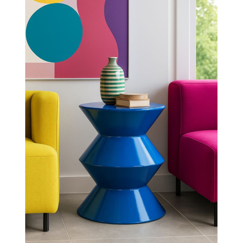 Tavolinetto In Metallo Zag Blu cm ø 37,5x45