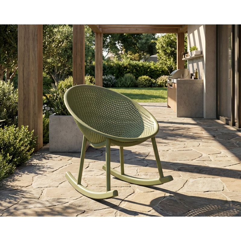 Sedia A Dondolo Ibiza Verde cm 66x88x80 (altezza Seduta cm 38)