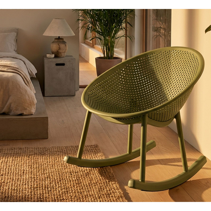 Sedia A Dondolo Ibiza Verde cm 66x88x80 (altezza Seduta cm 38)