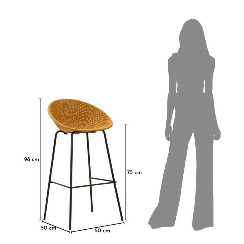 Sgabello Bar Ibiza Senape Set 2 Pz cm 50x50x98 (altezza Seduta cm 75)