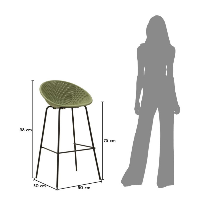 Sgabello Bar Ibiza Verde Set 2 Pz cm 50x50x98 (altezza Seduta cm 75)
