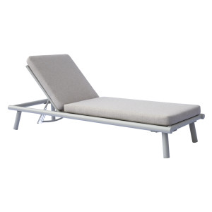 Lettino Taormina Alluminio Creta E Cuscino Idrorepellente Beige Moia