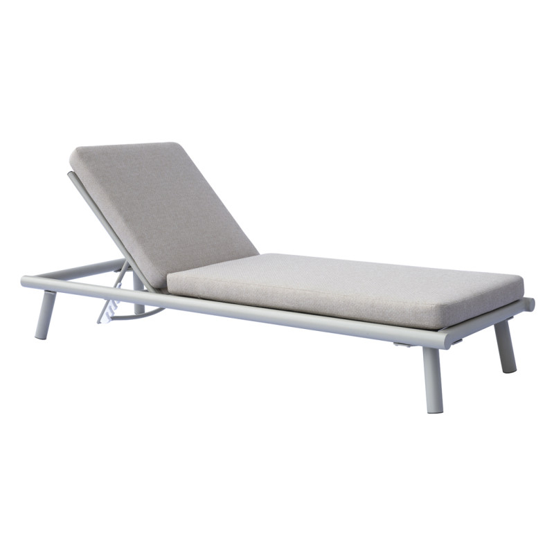 Lettino Taormina Alluminio Creta E Cuscino Idrorepellente Beige Moia
