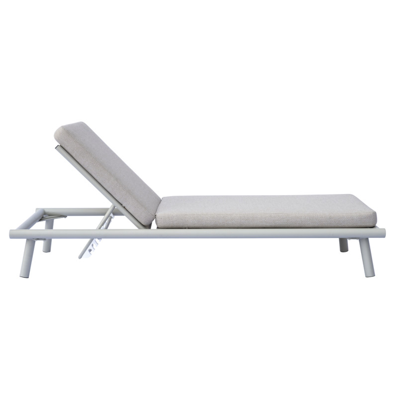 Lettino Taormina Alluminio Creta E Cuscino Idrorepellente Beige Moia