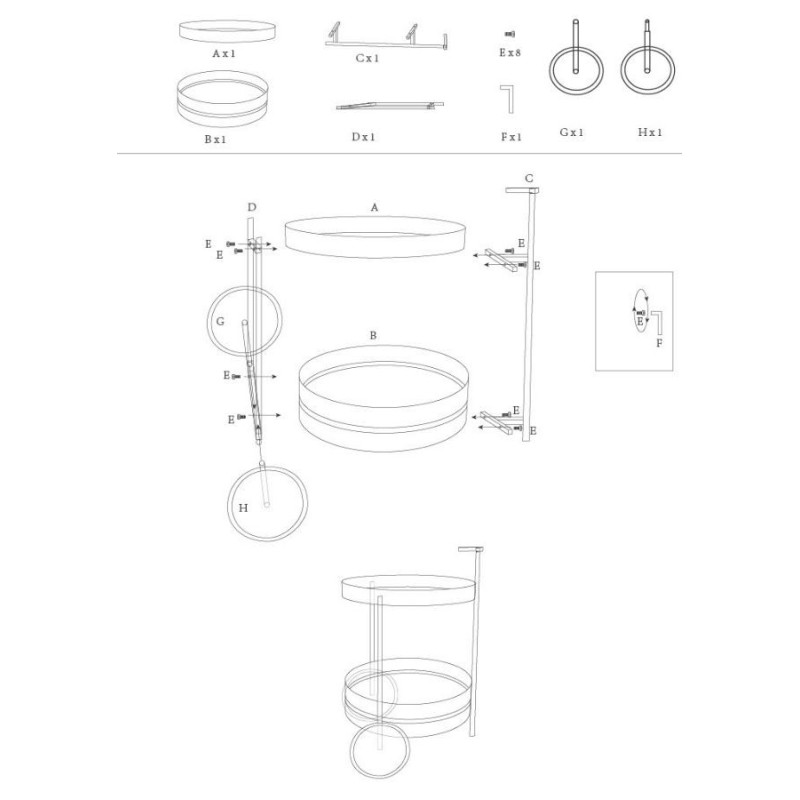 Carrello Saturno Ottanio cm 40x49,5x61