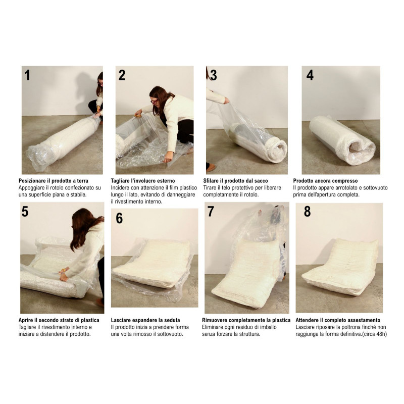Divano/letto Faster Bianco cm 150x100x80 (compresso-misura Letto Cm213x150x18)
