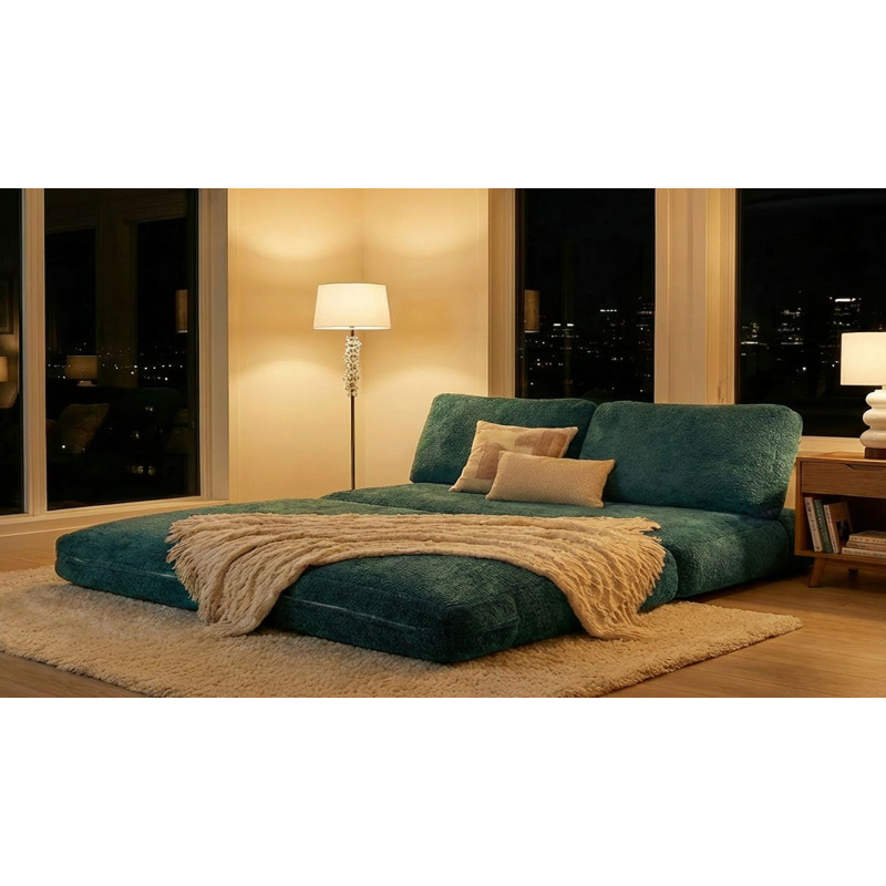 Divano/letto Faster Petrolio cm 150x100x80 (compresso-misura Letto Cm213x150x18)