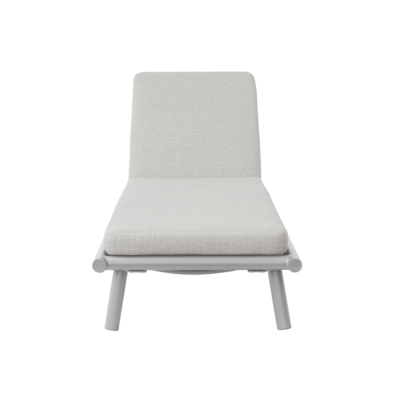 Lettino Taormina Alluminio Creta E Cuscino Idrorepellente Beige Moia