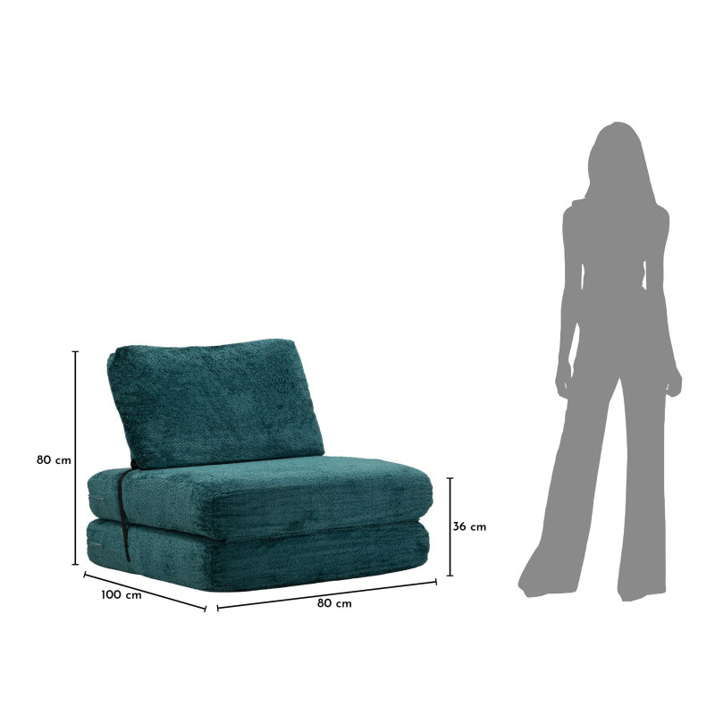 Poltrona/letto Faster Petrolio cm 80x100x80 (compressa-misura Letto Cm204x80x18)