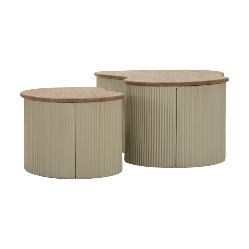 Tavolini Da Caffe' Frankfurt Coppia Bianchi cm 87x53x32-50x35x28
