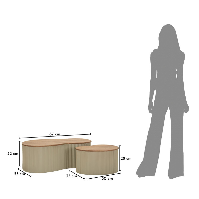 Tavolini Da Caffe' Frankfurt Coppia Bianchi cm 87x53x32-50x35x28