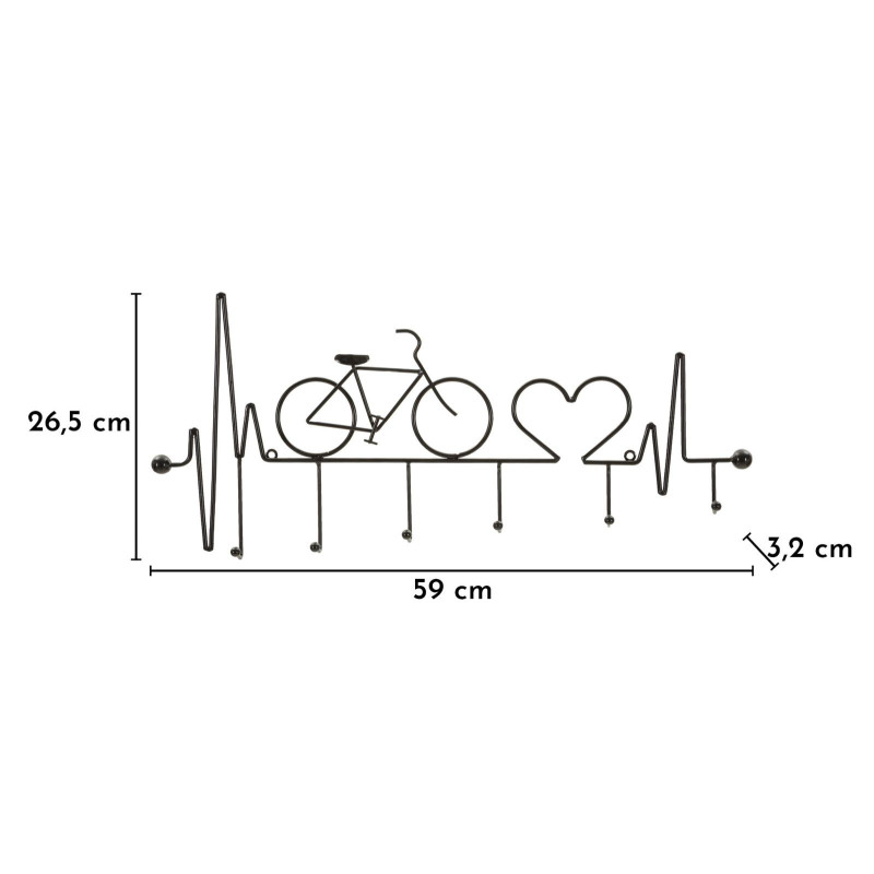 Apporta Abiti Da Muro Bicicletta Nero cm 59x3,2x26,5
