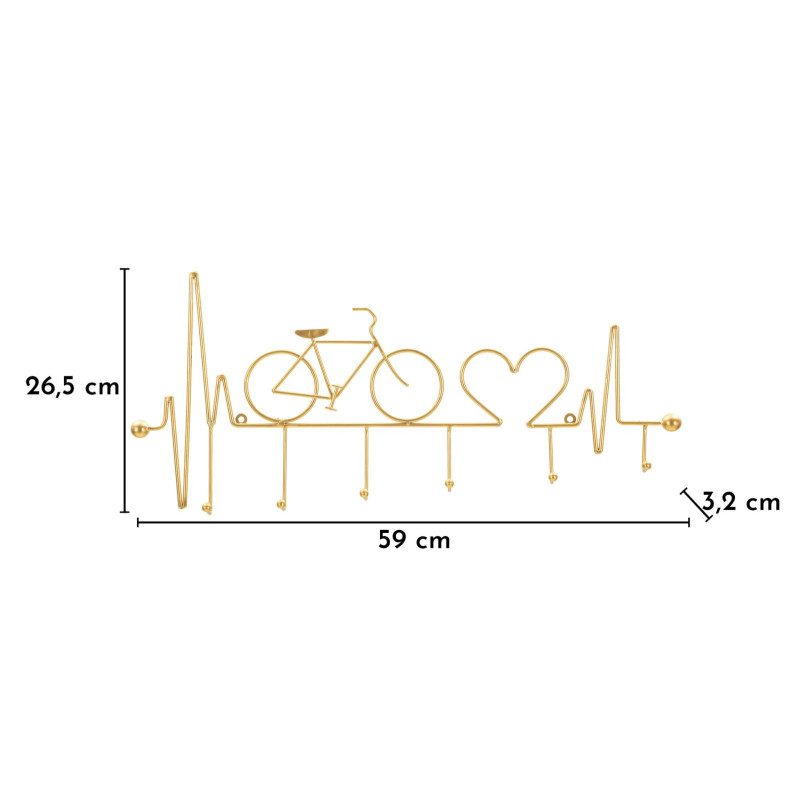 Apporta Abiti Da Muro Bicicletta Oro cm 59x3,2x26,5