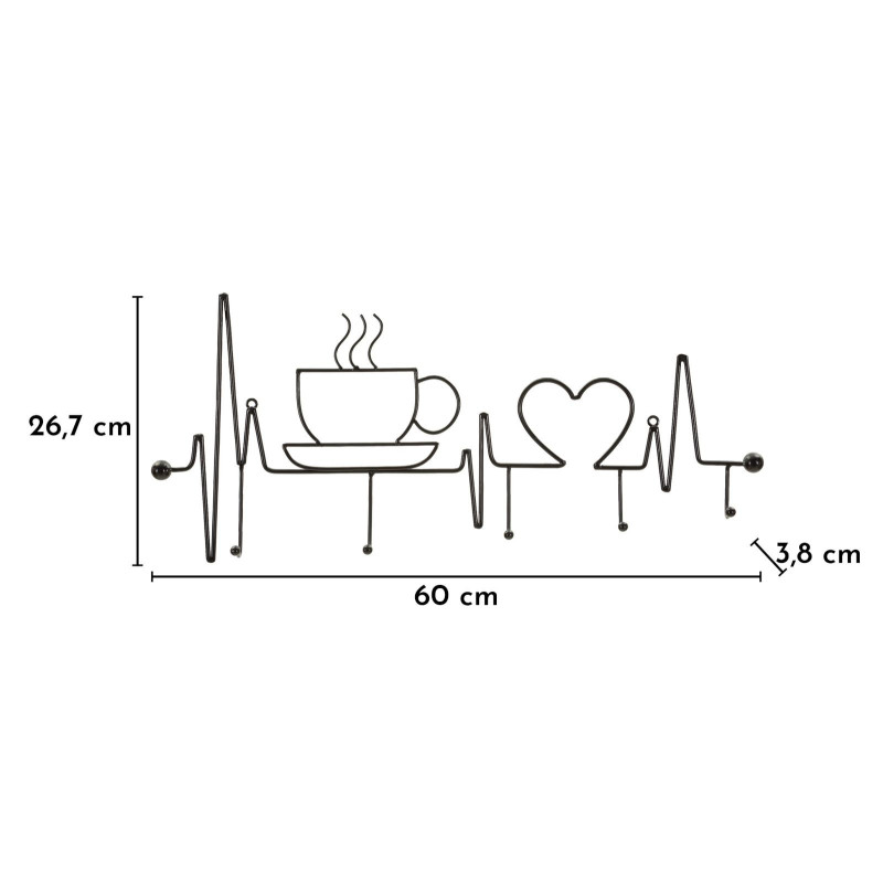 Apporta Abiti Da Muro Breakfast Nero cm 60x3,8x26,7