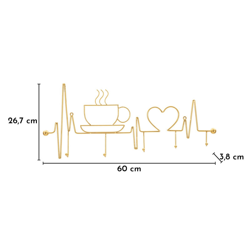 Apporta Abiti Da Muro Breakfast Oro cm 60x3,8x26,7