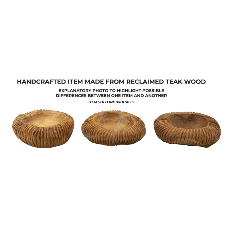 Set Tasche Garit In Teak Riciclato cm ø 32x11 (pezzi Unici - Non Ripiani In Serie)