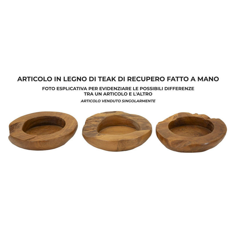 Set Tasche Erusi In Teak Ric. cm ø 20x6 (pezzi Unici - Non Ripiani In Serie)
