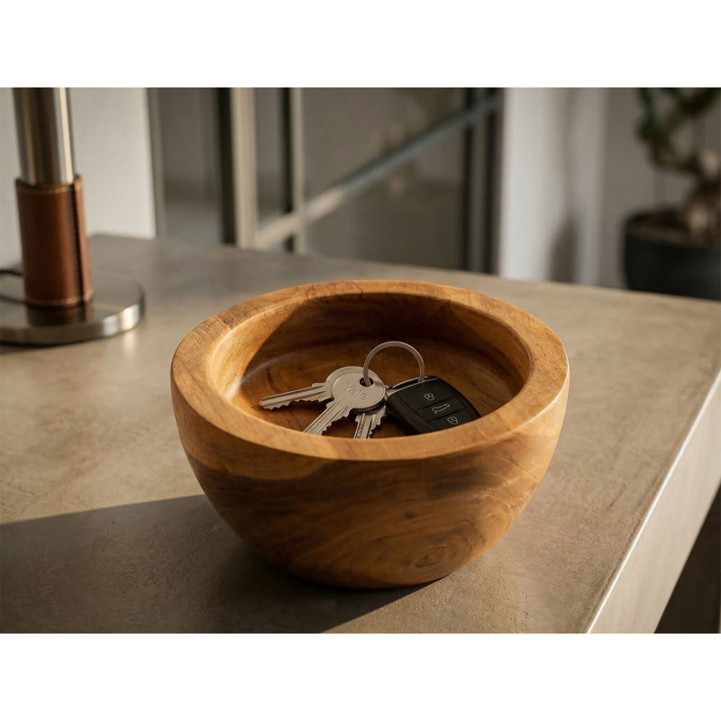 Set Tasche Erusi Simple In Teak Ric.cm ø15x9,5 (pezzi Unici-non Ripiani In Serie)