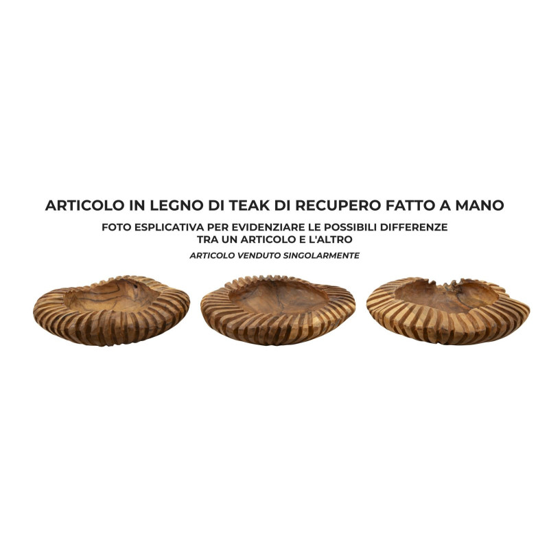 Set Tasche Geris In Teak Riciclato cm ø 35x7 (pezzi Unici - Non Ripiani In Serie)
