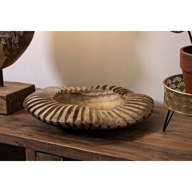 Set Tasche Geris In Teak Riciclato cm ø 35x7 (pezzi Unici - Non Ripiani In Serie)