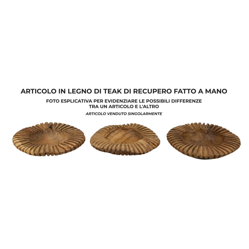Set Tasche Geris In Teak Riciclato cm ø 29x7 (pezzi Unici - Non Ripiani In Serie)