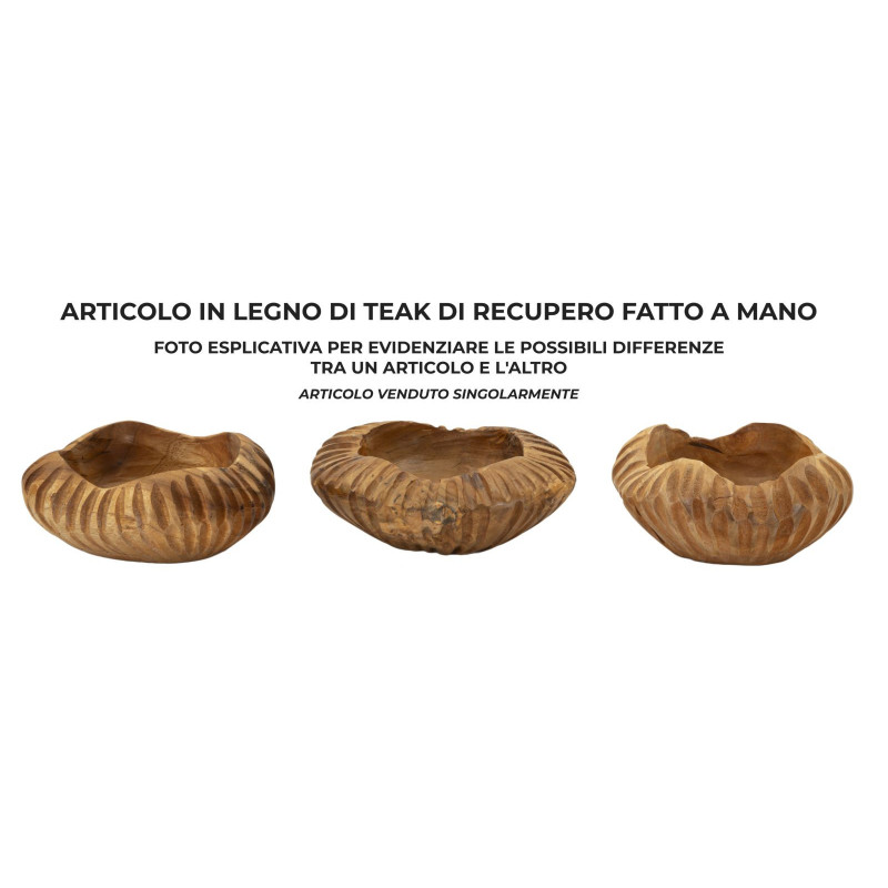 Set Tasche Geris In Teak Ric. cm ø 19x8 (pezzi Unici - Non Ripiani In Serie)