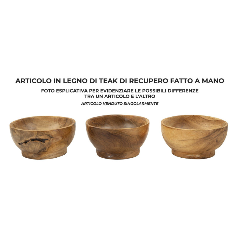 Set Tasche Butot In Teak Ric. cm ø 15x8 (pezzi Unici - Non Ripiani In Serie)