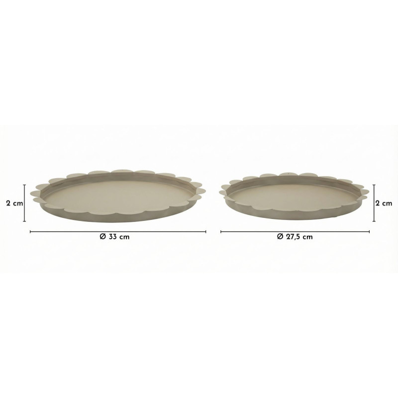 Set Tasche Saturno Rot. Tortora Coppia cm ø 33x2-27,5x2