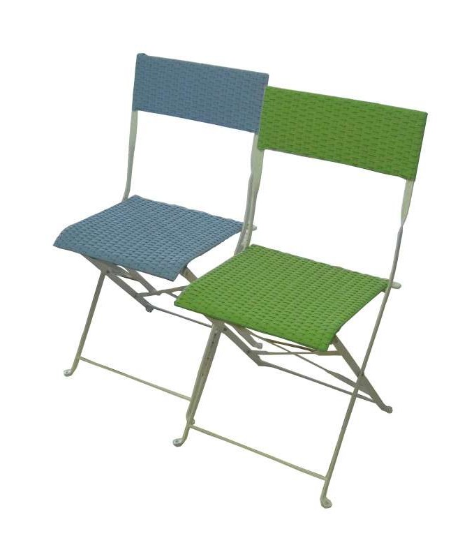 Set di due sedie pieghevoli Molfetta MOIA in ferro e wicker verde mela