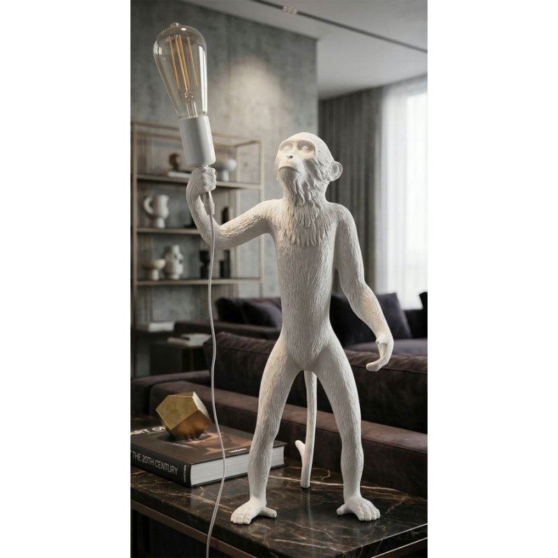 Lampadelle A Da Tavolo Monkey Bianco cm ø 26x34x55