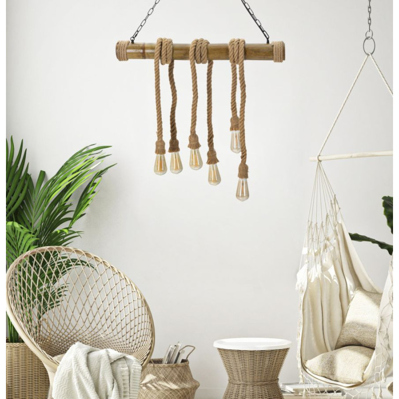 Lampadelle Ario Bamboo/rope cm 80x15x120