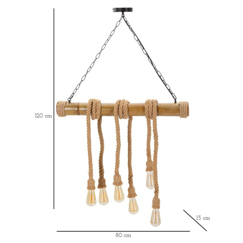 Lampadelle Ario Bamboo/rope cm 80x15x120