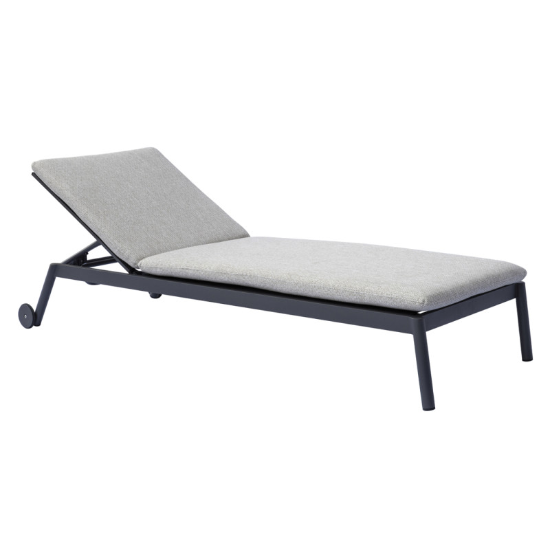 Lettino da Giardino Alluminio Antracite con Cuscino Grigio