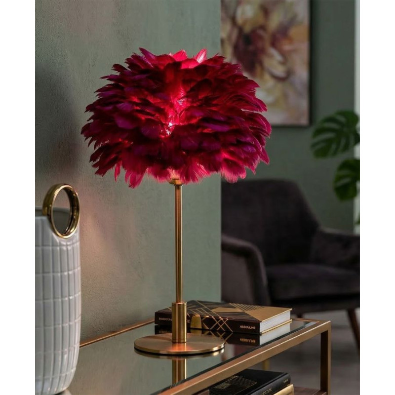 Lampadelle A Da Tavolo Ball Feather Bordeaux cm ø 30x50