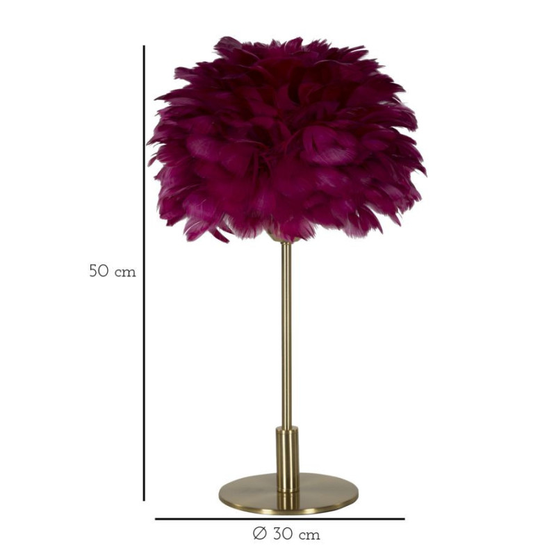 Lampadelle A Da Tavolo Ball Feather Bordeaux cm ø 30x50